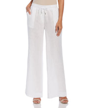 Wide Leg Drawstring Linen Pant-White-M-Cubavera