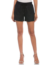 Wide Leg Drawstring Linen Short-Black-XL-Cubavera