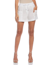 Wide Leg Drawstring Linen Short-White-XL-Cubavera